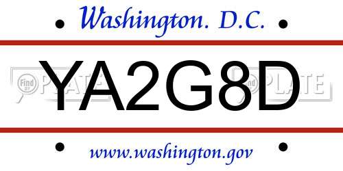 YA2G8D District Of Columbia License Plate