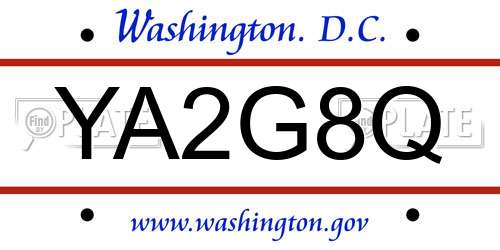 YA2G8Q District Of Columbia License Plate