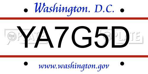 YA7G5D District Of Columbia License Plate