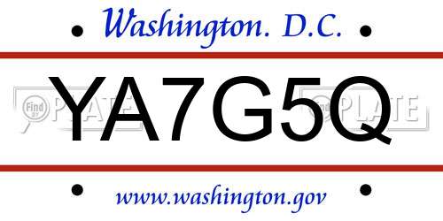 YA7G5Q District Of Columbia License Plate