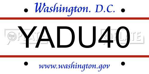 YADU40 District Of Columbia License Plate
