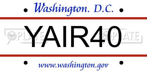 YAIR40 District Of Columbia License Plate