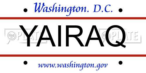 YAIRAQ District Of Columbia License Plate