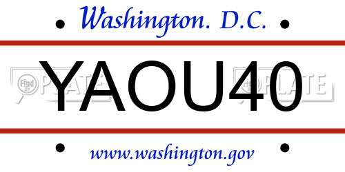 YAOU40 District Of Columbia License Plate