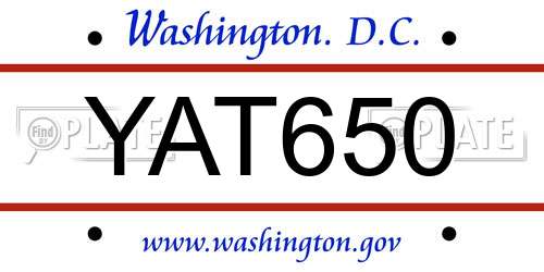 YAT650 District Of Columbia License Plate