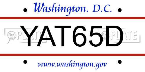 YAT65D District Of Columbia License Plate