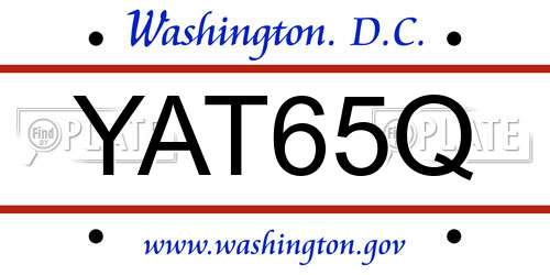 YAT65Q District Of Columbia License Plate