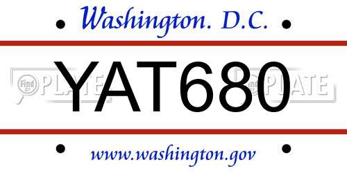 YAT680 District Of Columbia License Plate