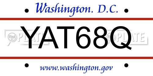 YAT68Q District Of Columbia License Plate