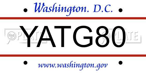 YATG80 District Of Columbia License Plate