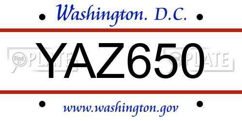YAZ650 District Of Columbia License Plate