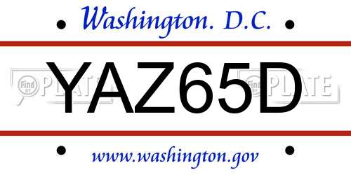 YAZ65D District Of Columbia License Plate