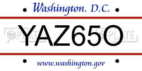 YAZ65O District Of Columbia License Plate