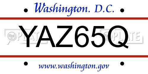 YAZ65Q District Of Columbia License Plate