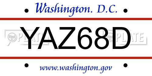 YAZ68D District Of Columbia License Plate