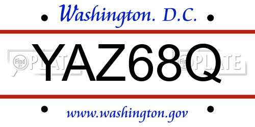 YAZ68Q District Of Columbia License Plate