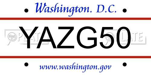YAZG50 District Of Columbia License Plate