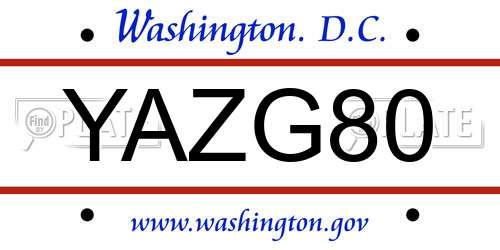 YAZG80 District Of Columbia License Plate