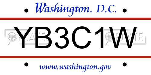 YB3C1W District Of Columbia License Plate