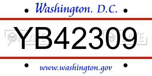 YB42309 District Of Columbia License Plate