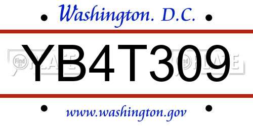 YB4T309 District Of Columbia License Plate