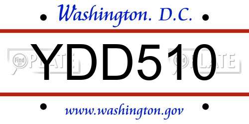 YDD510 District Of Columbia License Plate