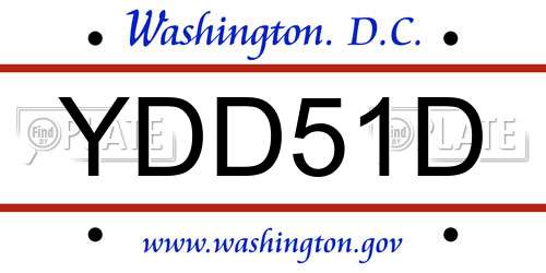 YDD51D District Of Columbia License Plate