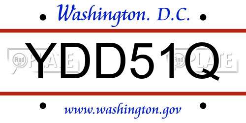 YDD51Q District Of Columbia License Plate