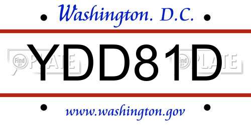 YDD81D District Of Columbia License Plate