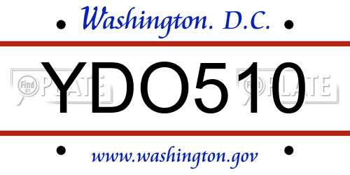 YDO510 District Of Columbia License Plate