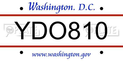 YDO810 District Of Columbia License Plate