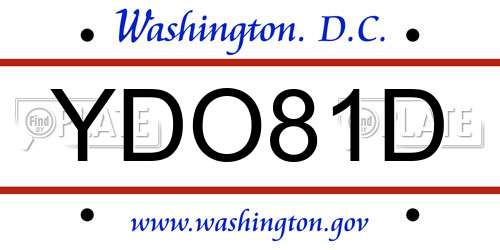 YDO81D District Of Columbia License Plate