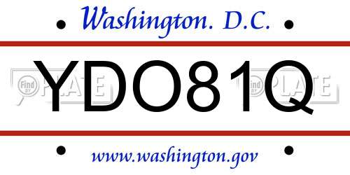 YDO81Q District Of Columbia License Plate