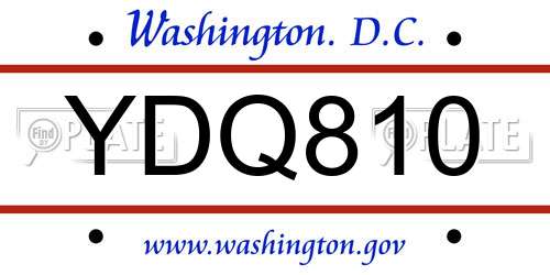 YDQ810 District Of Columbia License Plate