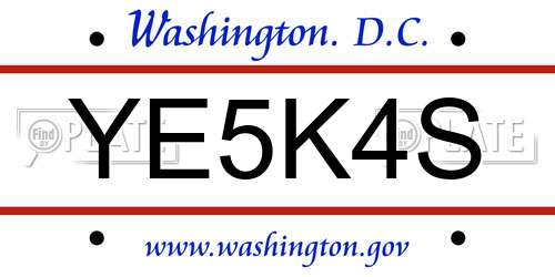 YE5K4S District Of Columbia License Plate