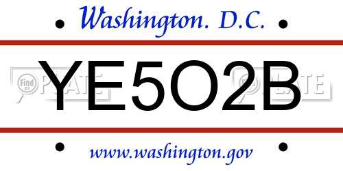 YE5O2B District Of Columbia License Plate