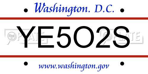 YE5O2S District Of Columbia License Plate
