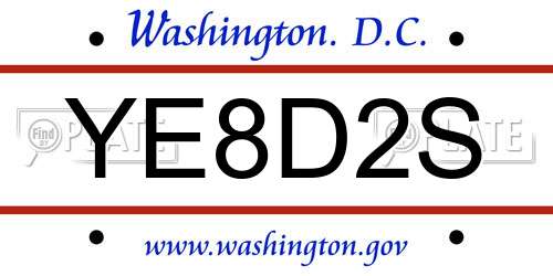 YE8D2S District Of Columbia License Plate