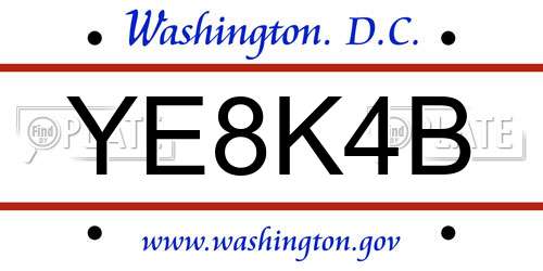 YE8K4B District Of Columbia License Plate
