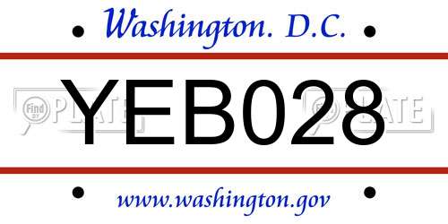 YEB028 District Of Columbia License Plate