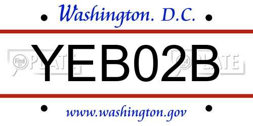 YEB02B District Of Columbia License Plate