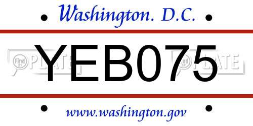 YEB075 District Of Columbia License Plate