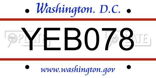YEB078 District Of Columbia License Plate