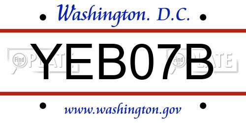 YEB07B District Of Columbia License Plate
