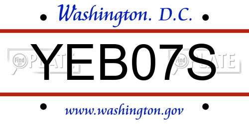 YEB07S District Of Columbia License Plate