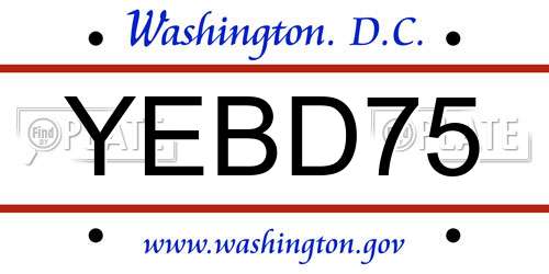 YEBD75 District Of Columbia License Plate