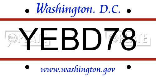 YEBD78 District Of Columbia License Plate