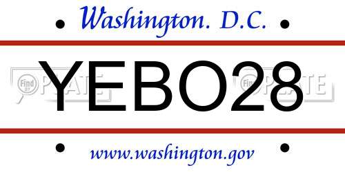 YEBO28 District Of Columbia License Plate
