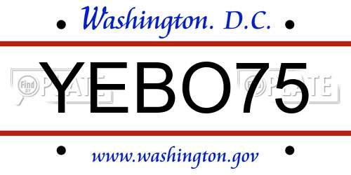 YEBO75 District Of Columbia License Plate
