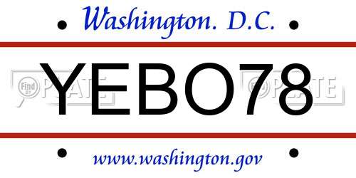YEBO78 District Of Columbia License Plate